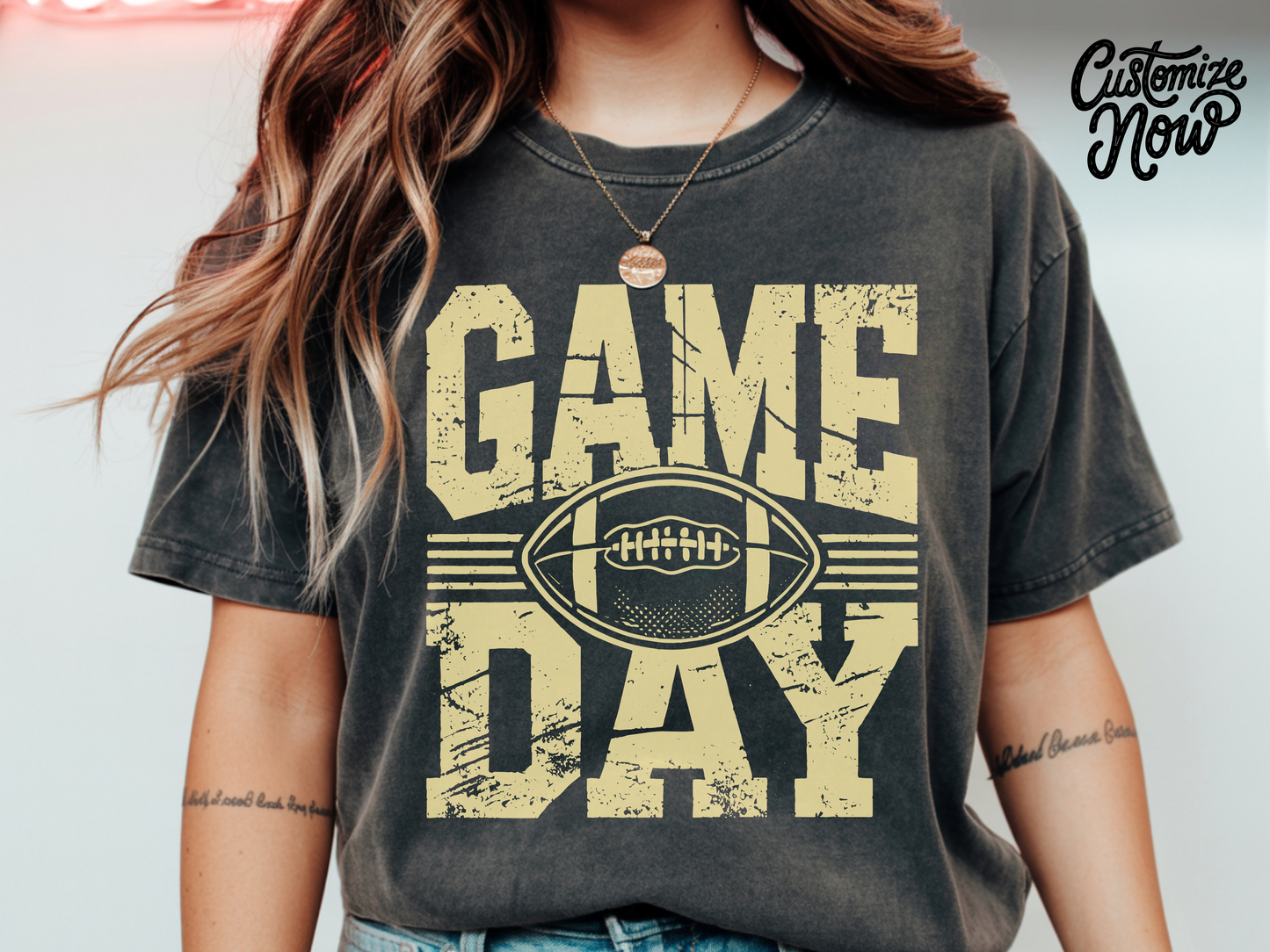 Game Day Football Shirt | Vintage Gameday Tee for Women | Retro Distressed Tailgate T-Shirt