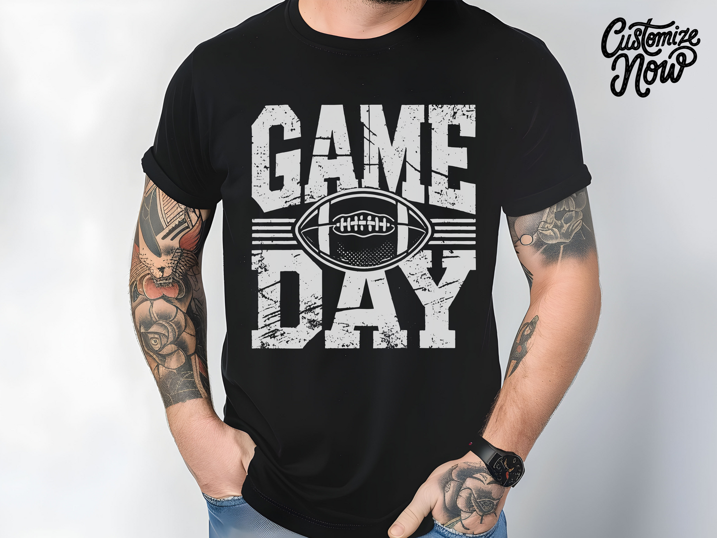 Game Day Football Shirt | Vintage Gameday Tee for Women | Retro Distressed Tailgate T-Shirt