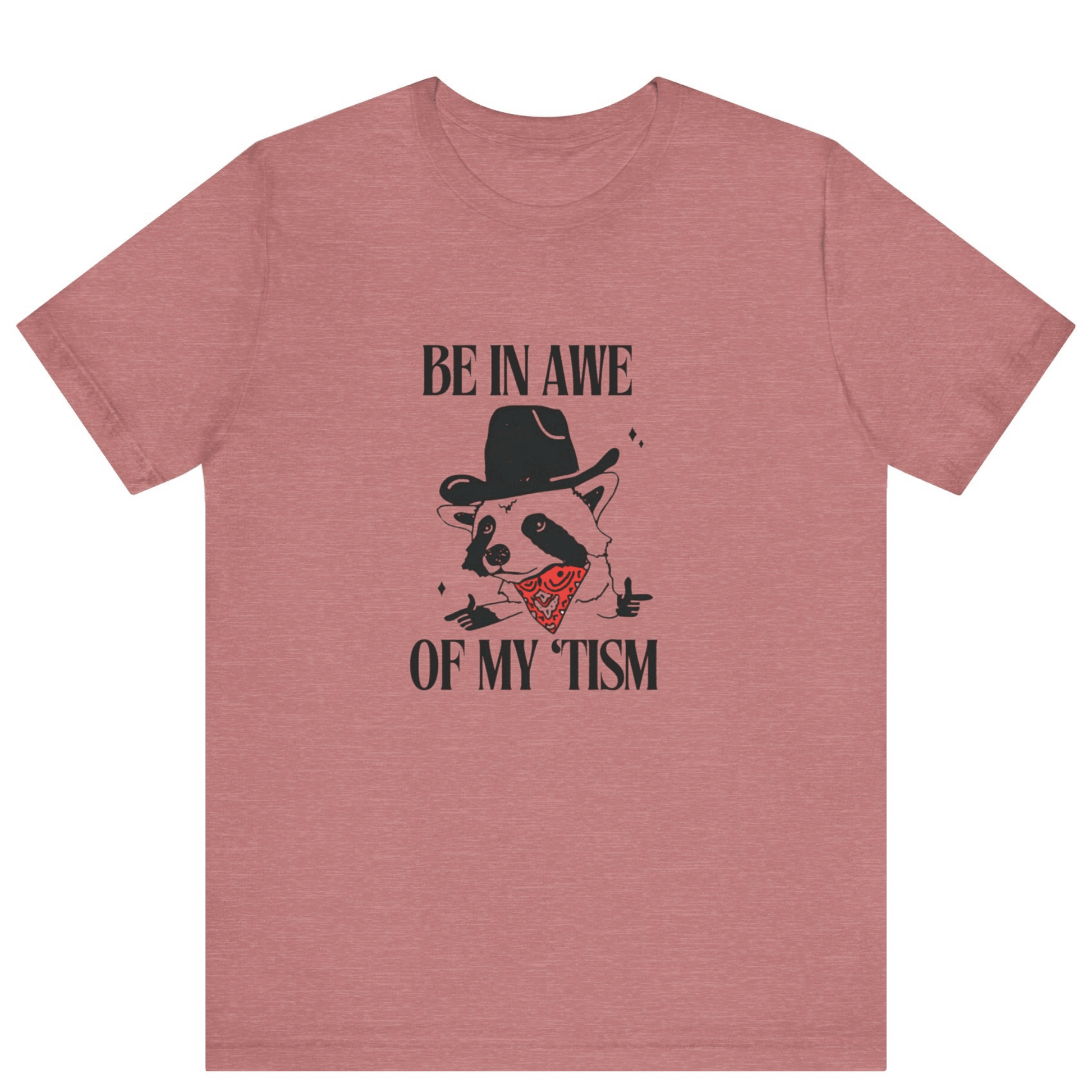 Be In Awe Of My Tism Raccoon Cowboys T-Shirt | Funny Unisex Tee - Off Bubble