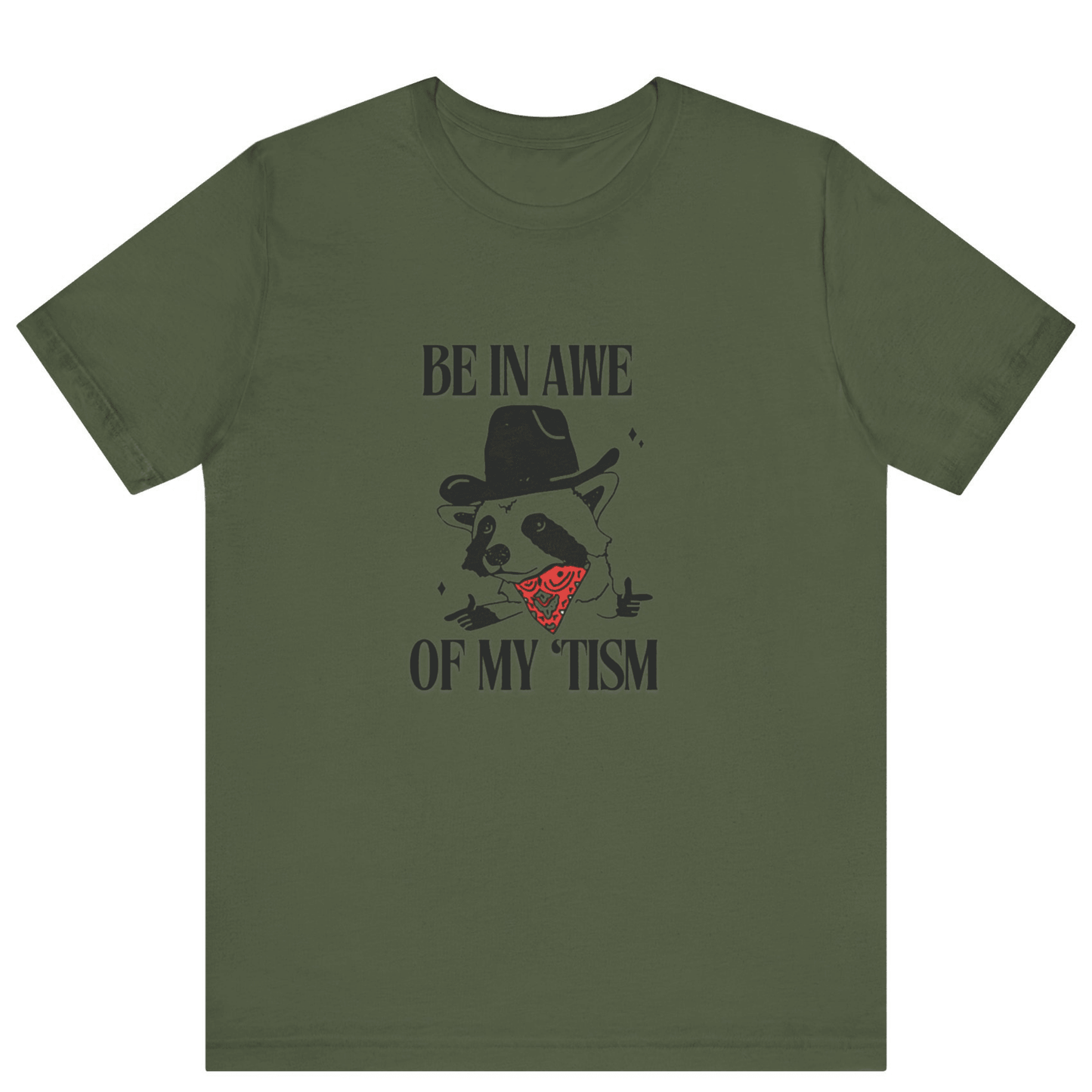 Be In Awe Of My Tism Raccoon Cowboys T-Shirt | Funny Unisex Tee - Off Bubble