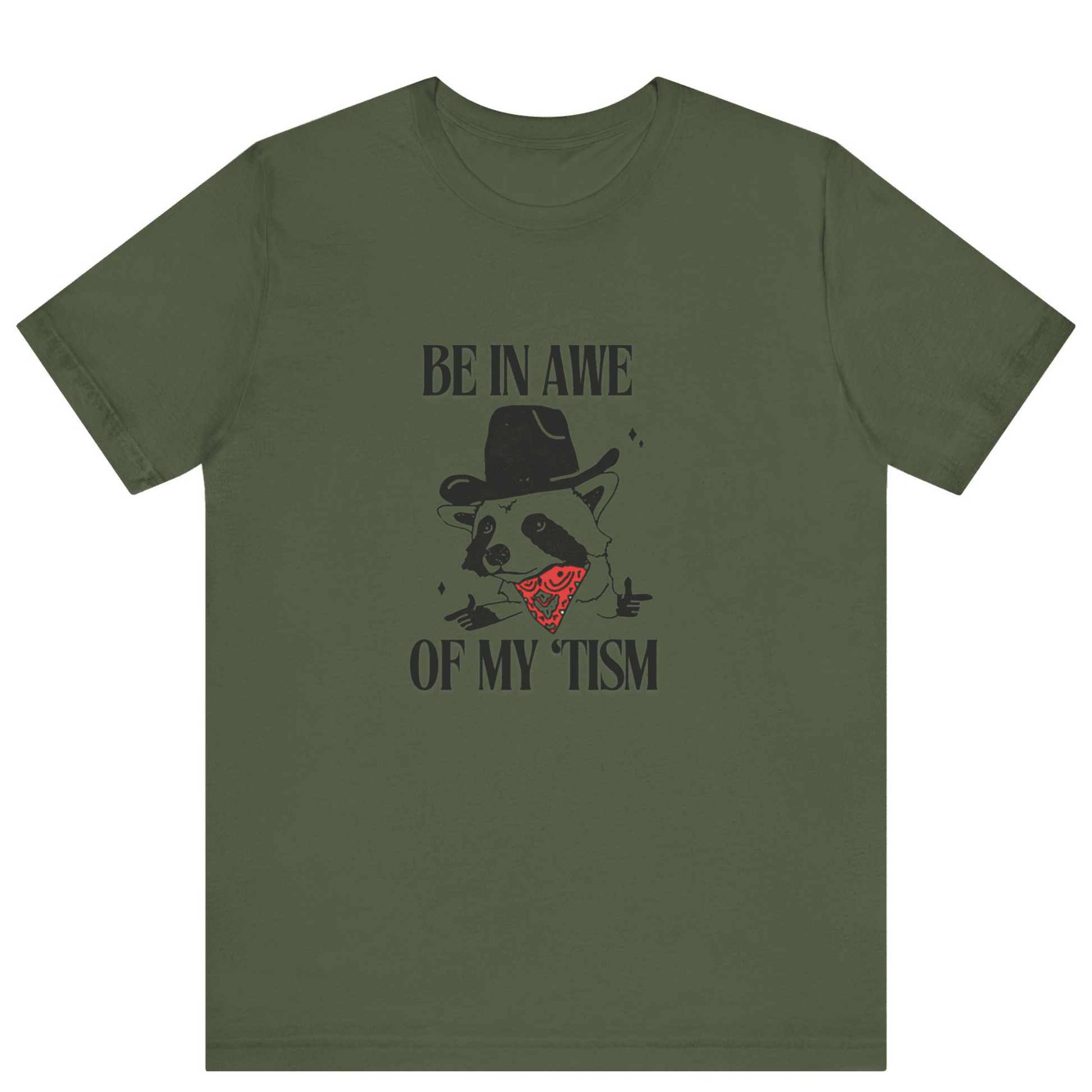 Be In Awe Of My Tism Raccoon Cowboys T-Shirt | Funny Unisex Tee - Off Bubble