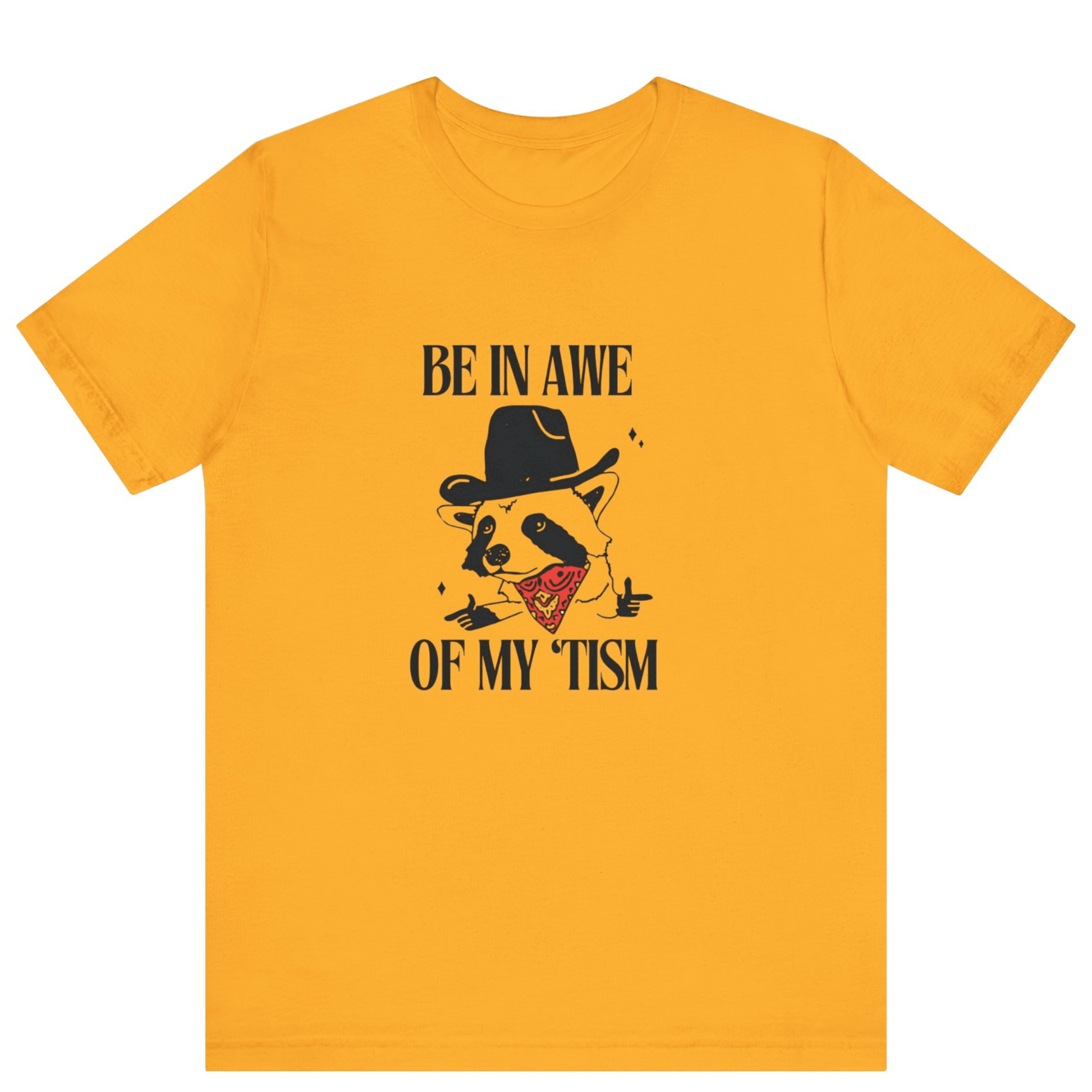 Be In Awe Of My Tism Raccoon Cowboys T-Shirt | Funny Unisex Tee - Off Bubble