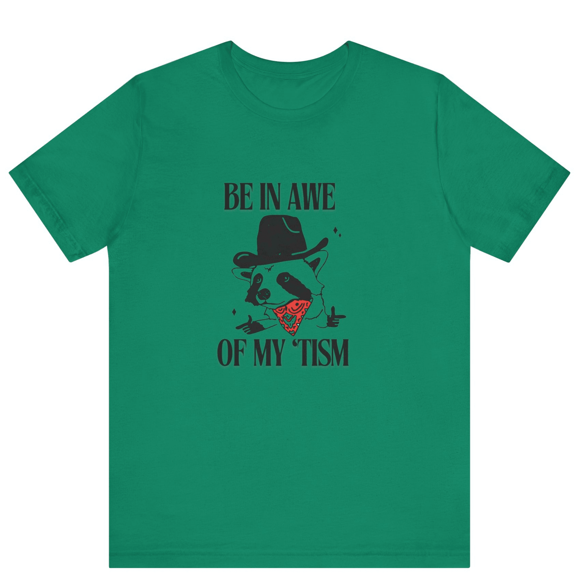 Be In Awe Of My Tism Raccoon Cowboys T-Shirt | Funny Unisex Tee - Off Bubble