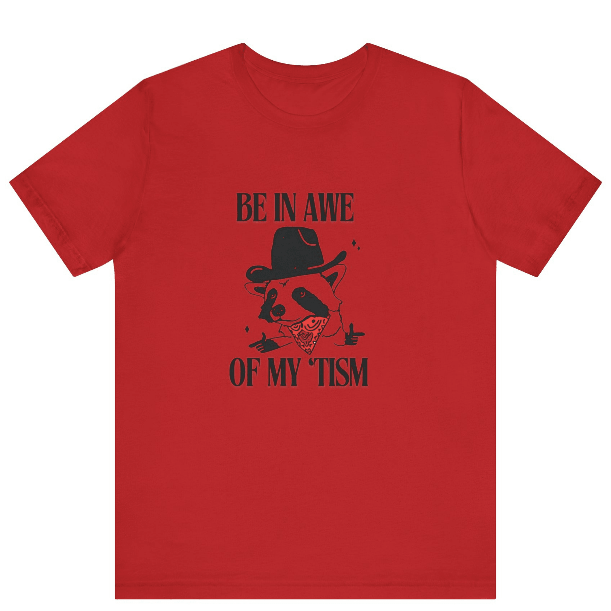 Be In Awe Of My Tism Raccoon Cowboys T-Shirt | Funny Unisex Tee - Off Bubble