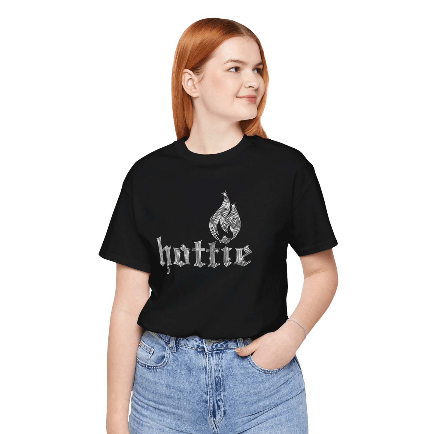 Hottie Bling Rhinestone T-Shirt - Off Bubble