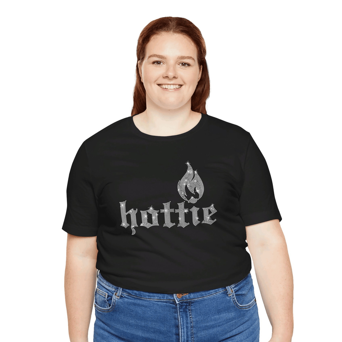 Hottie Bling Rhinestone T-Shirt - Off Bubble