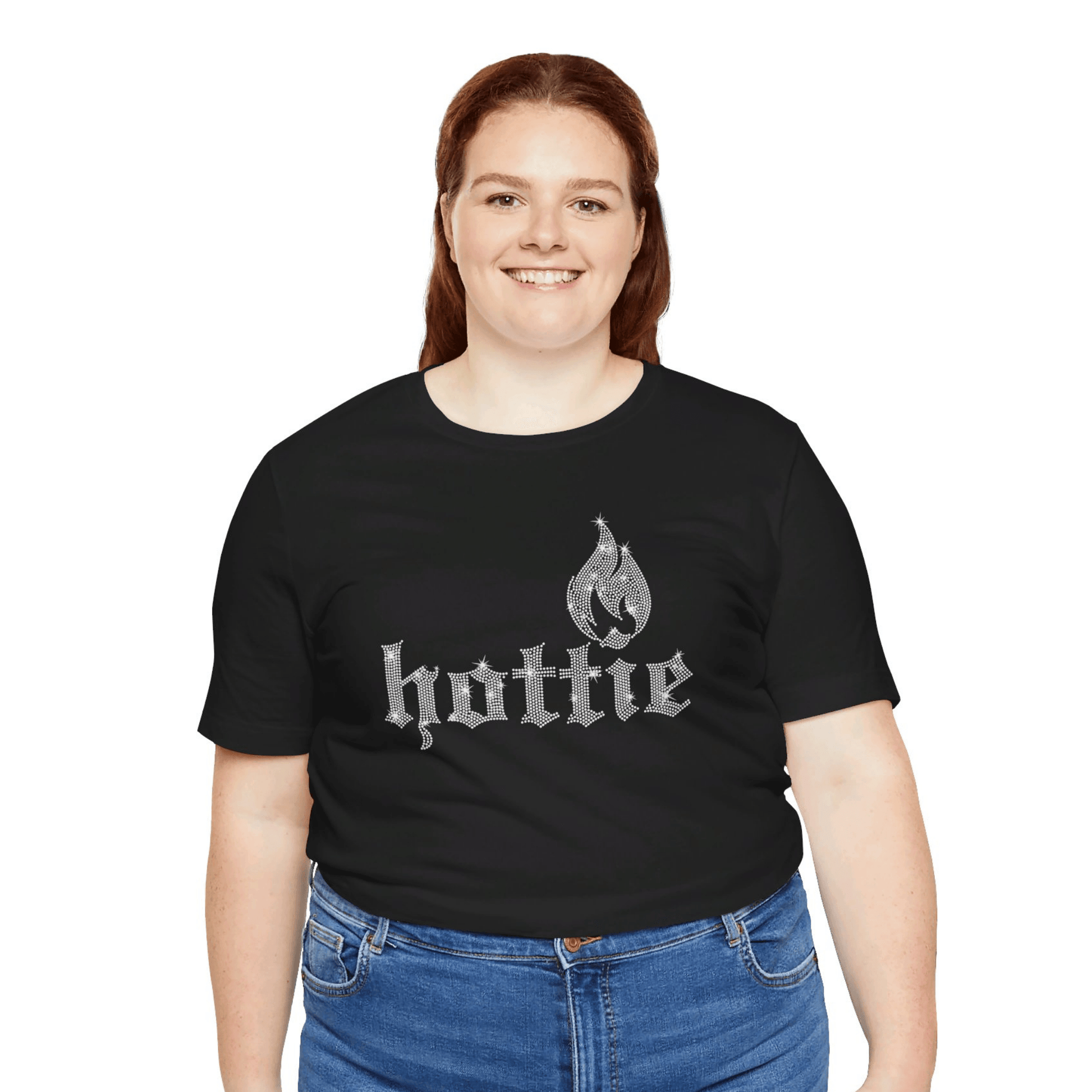 Hottie Bling Rhinestone T-Shirt - Off Bubble