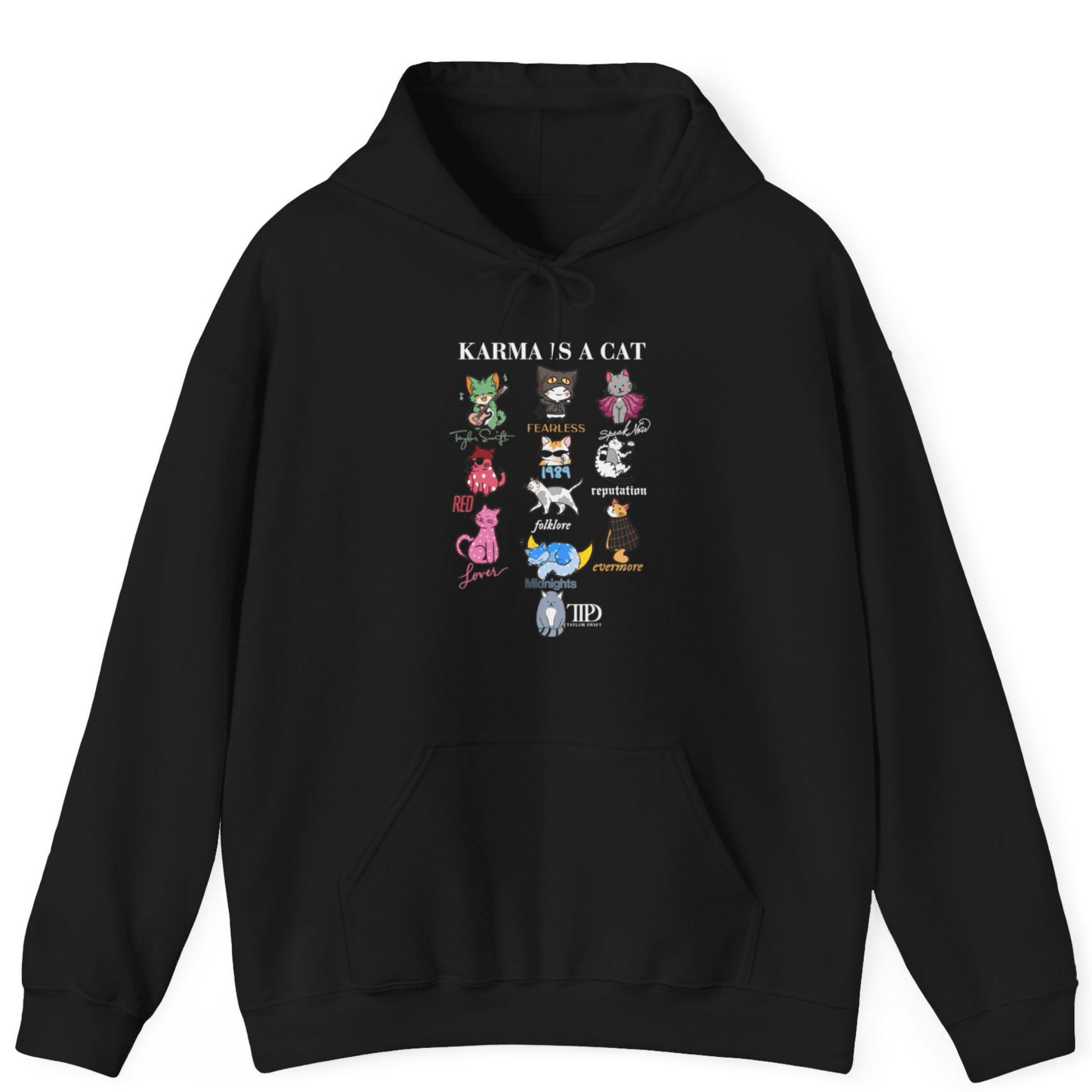 Karma Is A Cat Hoodie | Super Soft Gildan & Bella Canvas - Off Bubble