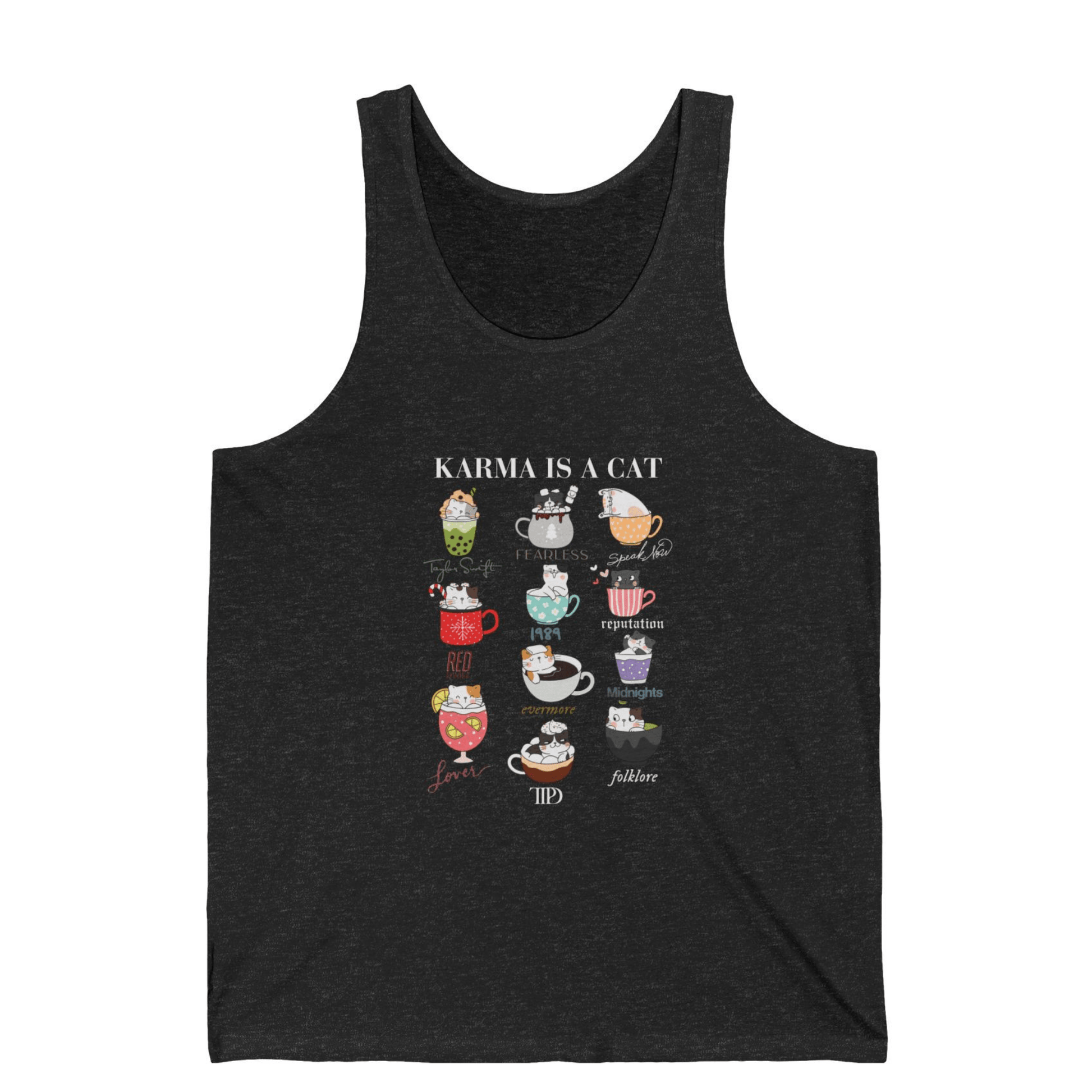 Boba Themed Swiftie Karma Is A Cat Tank Top - Off Bubble