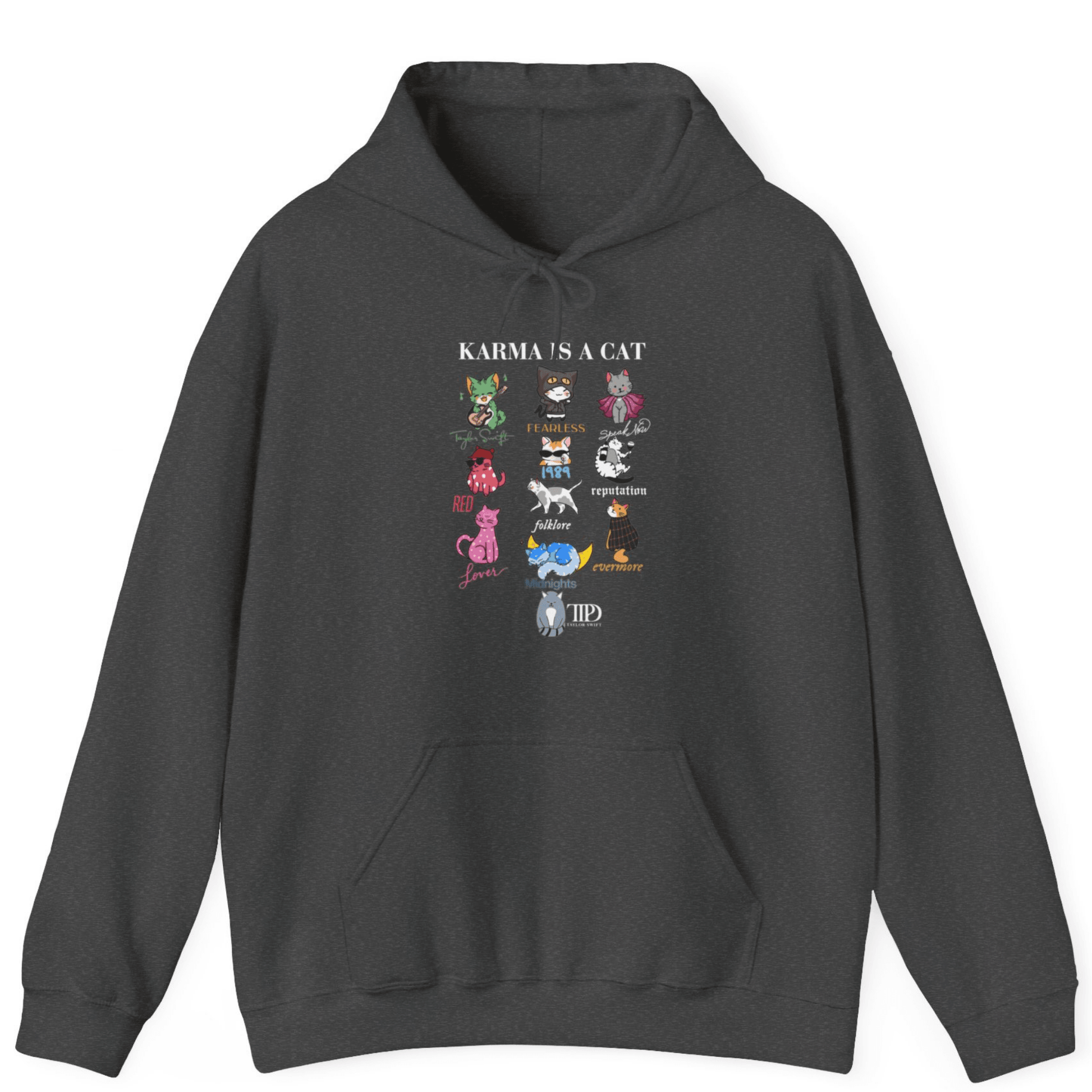Karma Is A Cat Hoodie | Super Soft Gildan & Bella Canvas - Off Bubble