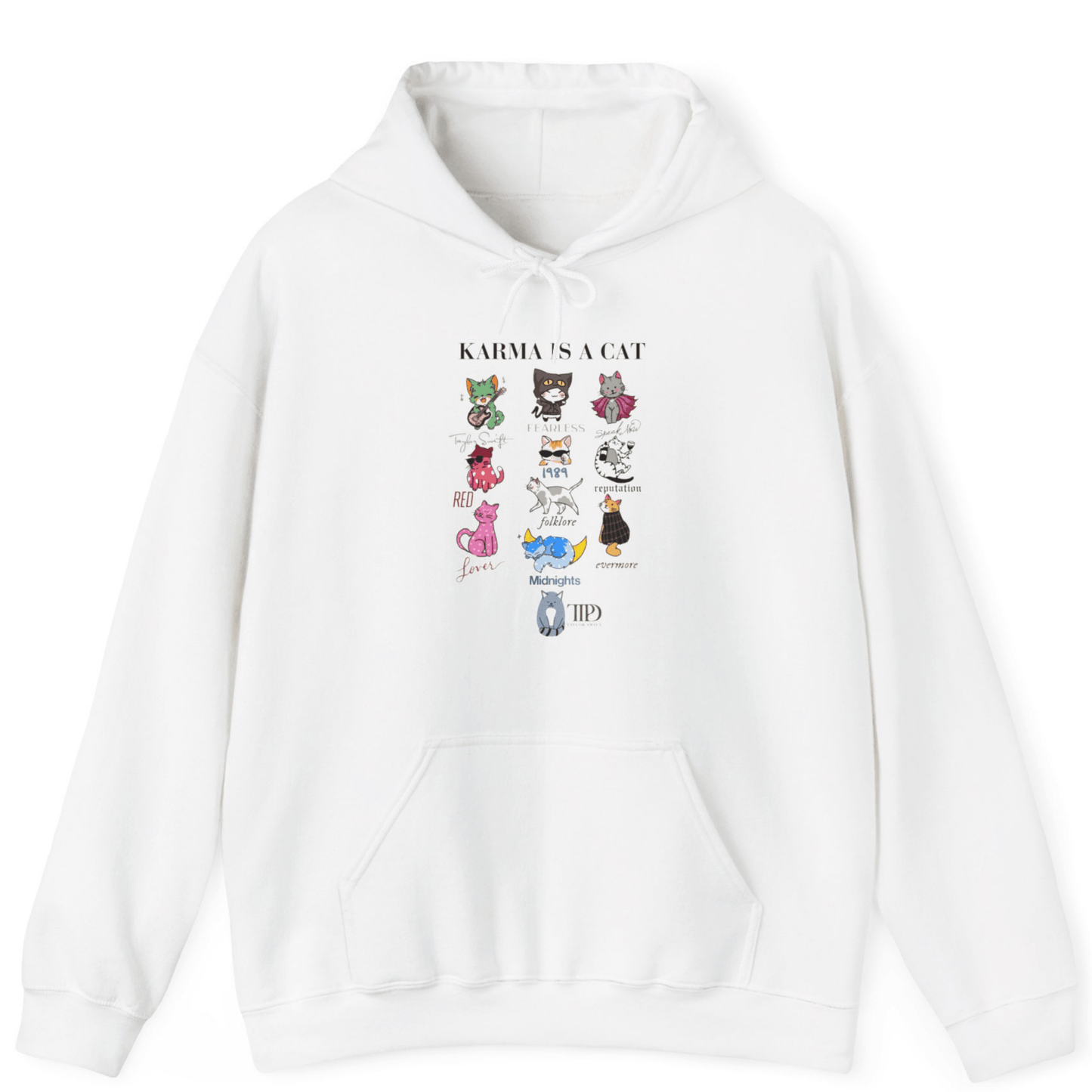Karma Is A Cat Hoodie | Super Soft Gildan & Bella Canvas - Off Bubble