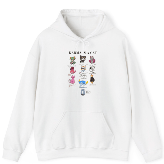 Karma Is A Cat Hoodie | Super Soft Gildan & Bella Canvas - Off Bubble