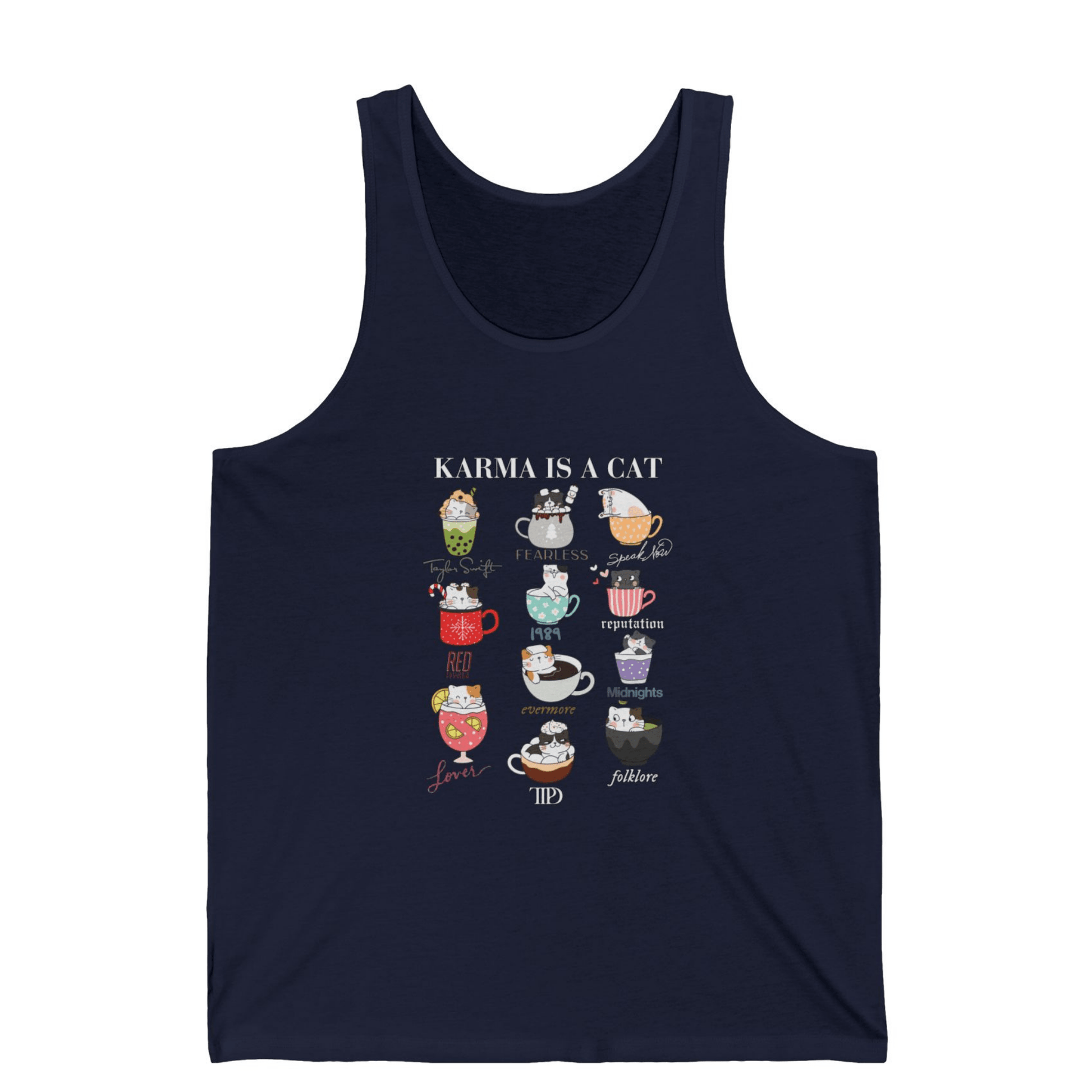 Boba Themed Swiftie Karma Is A Cat Tank Top - Off Bubble