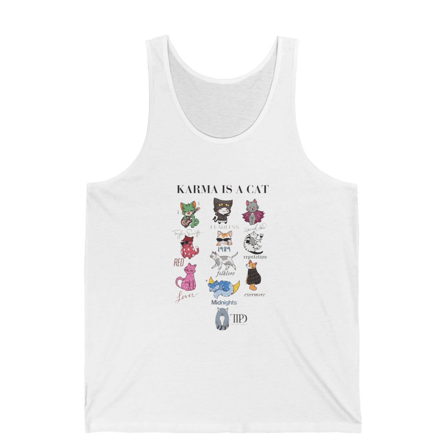 Boba Themed Swiftie Karma Is A Cat Tank Top - Off Bubble