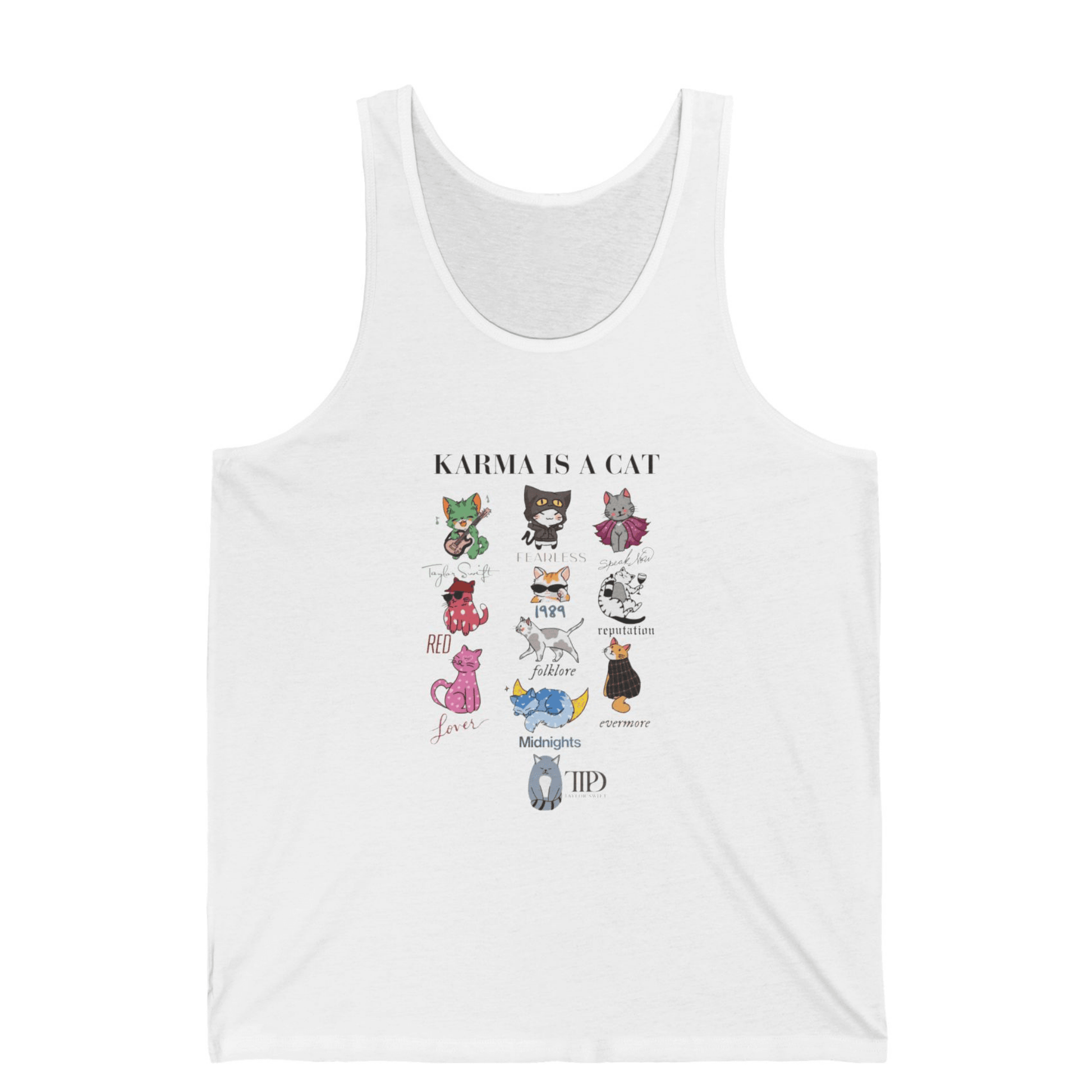 Boba Themed Swiftie Karma Is A Cat Tank Top - Off Bubble