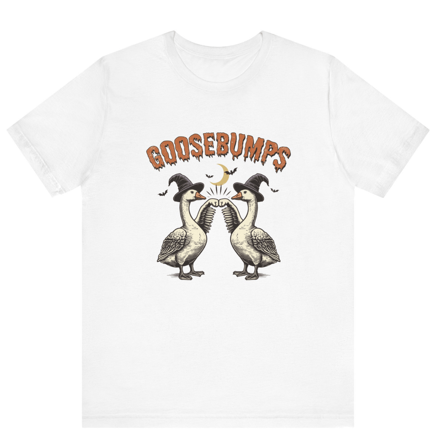 Goose Bumps Unisex T-Shirt | Funny Silly Goose Halloween Shirt - Off Bubble