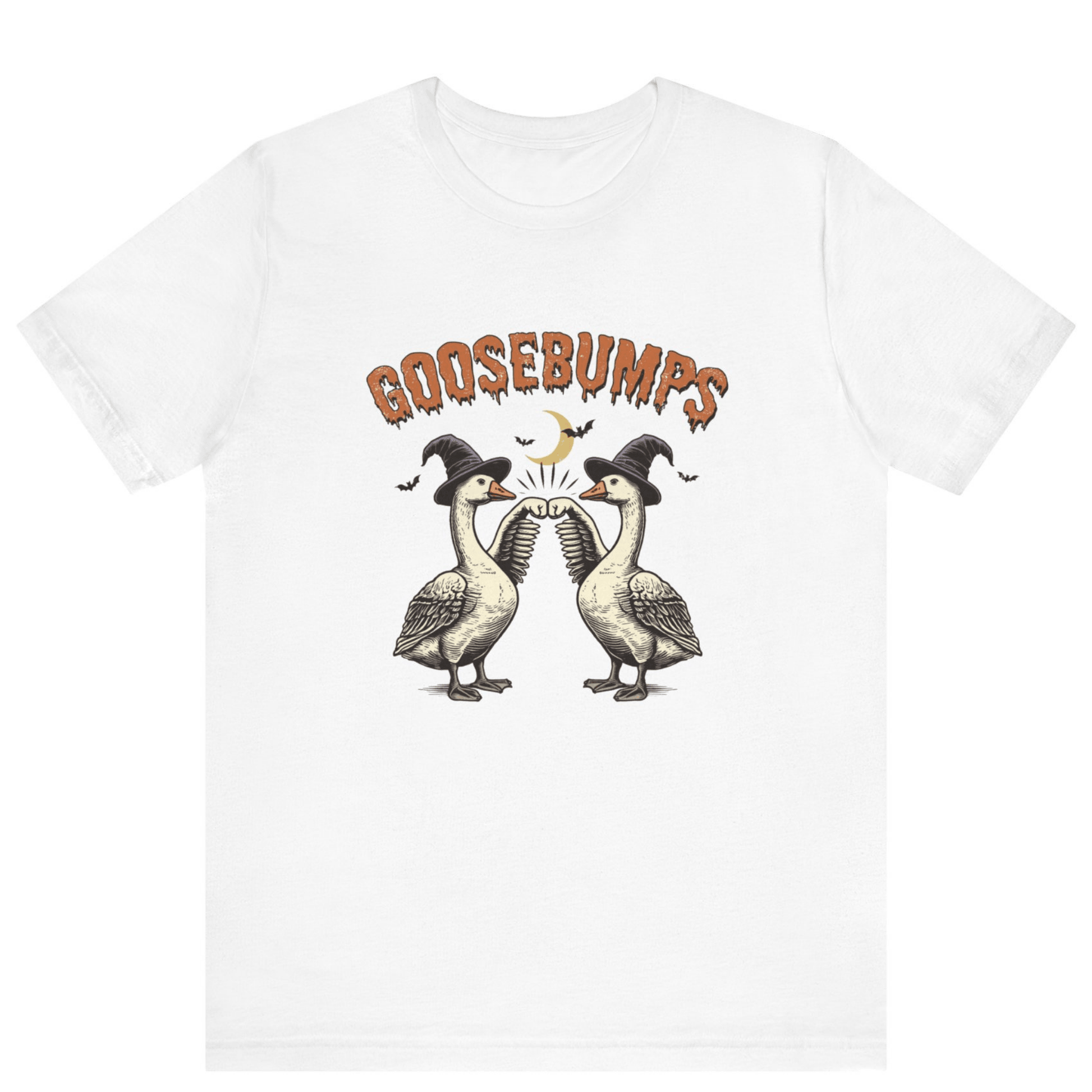 Goose Bumps Unisex T-Shirt | Funny Silly Goose Halloween Shirt - Off Bubble