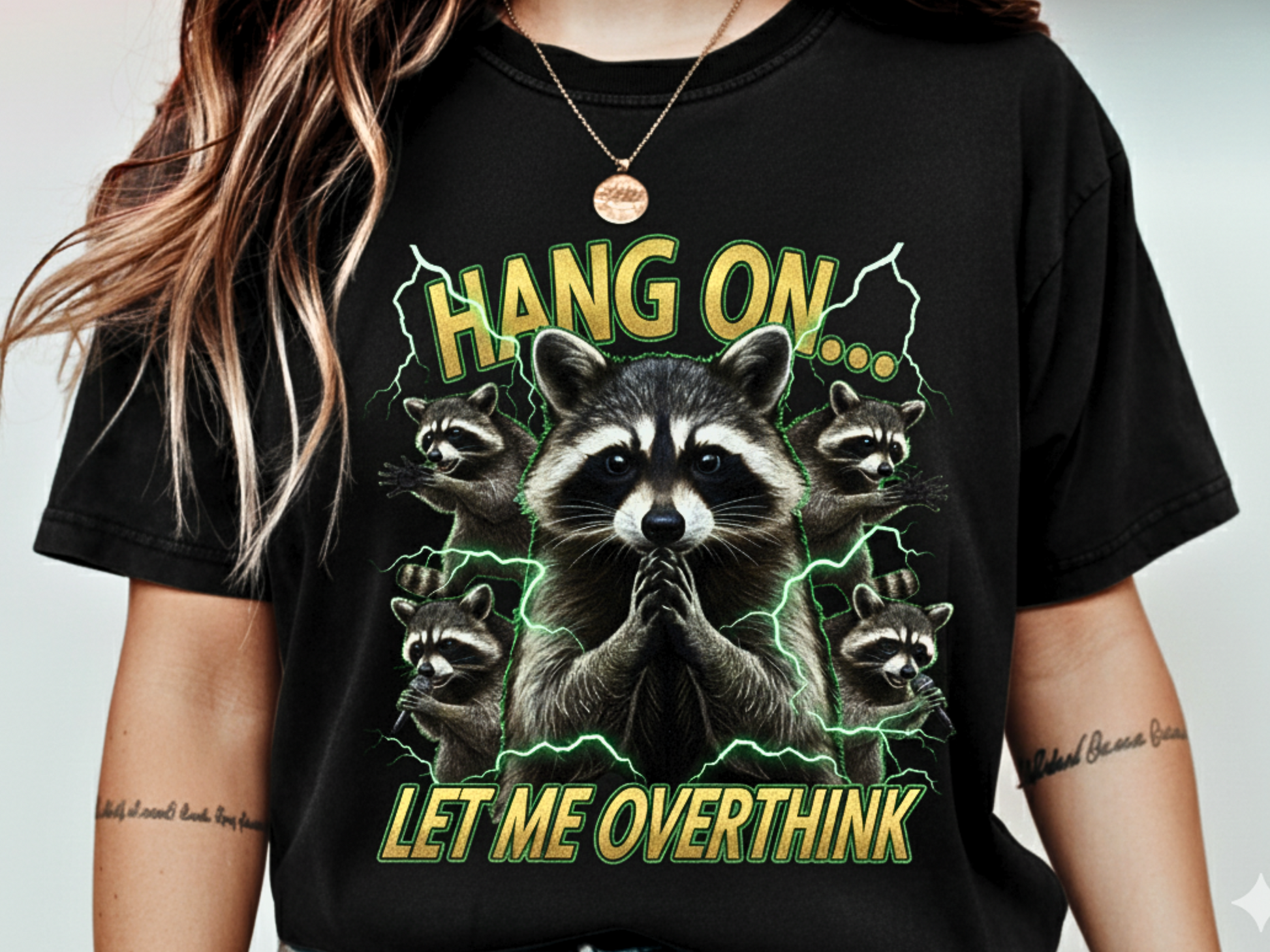 Hang On Let Me Overthink Bootleg Rap Raccoon T-Shirt