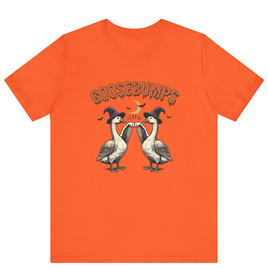 Goose Bumps Unisex T-Shirt | Funny Silly Goose Halloween Shirt - Off Bubble