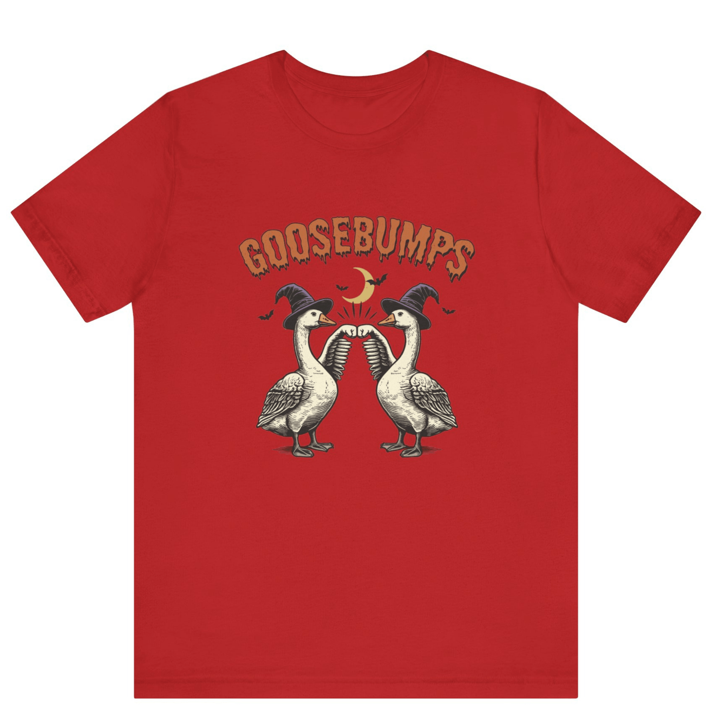 Goose Bumps Unisex T-Shirt | Funny Silly Goose Halloween Shirt - Off Bubble