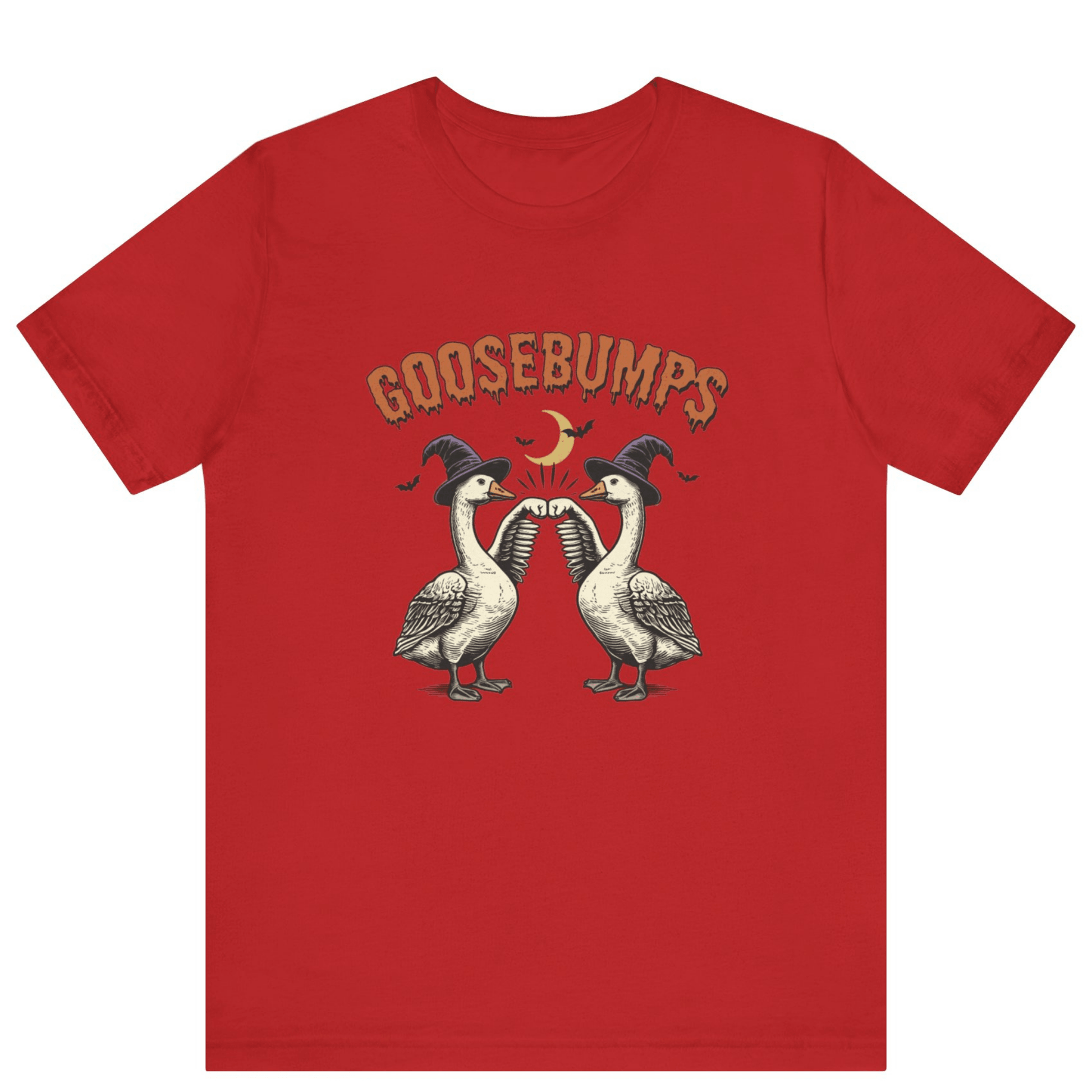 Goose Bumps Unisex T-Shirt | Funny Silly Goose Halloween Shirt - Off Bubble