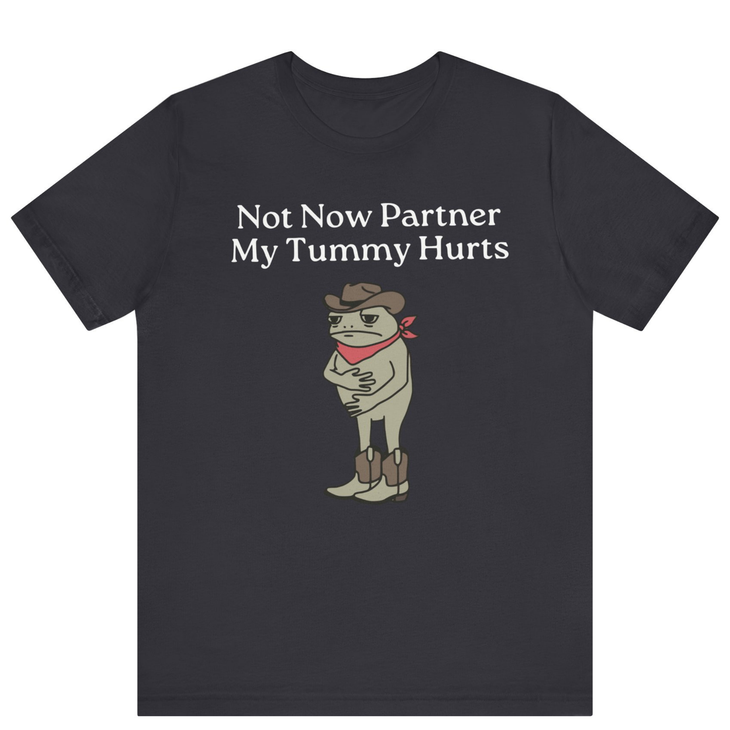 Not Now Partner My Tummy Hurts Cowboy Frog T-shirt | Unisex Meme Shirt | Off Bubble