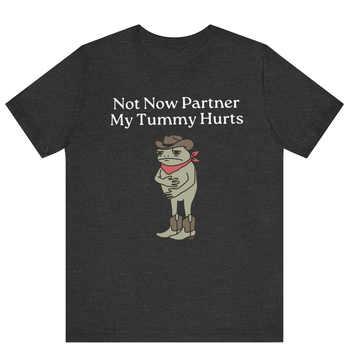 Not Now Partner My Tummy Hurts Cowboy Frog T-shirt | Unisex Meme Shirt | Off Bubble