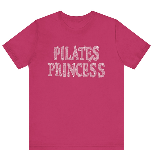 Pilates Princess Rhinestone Bling T-shirt | Women Gym T-shirt - Off Bubble
