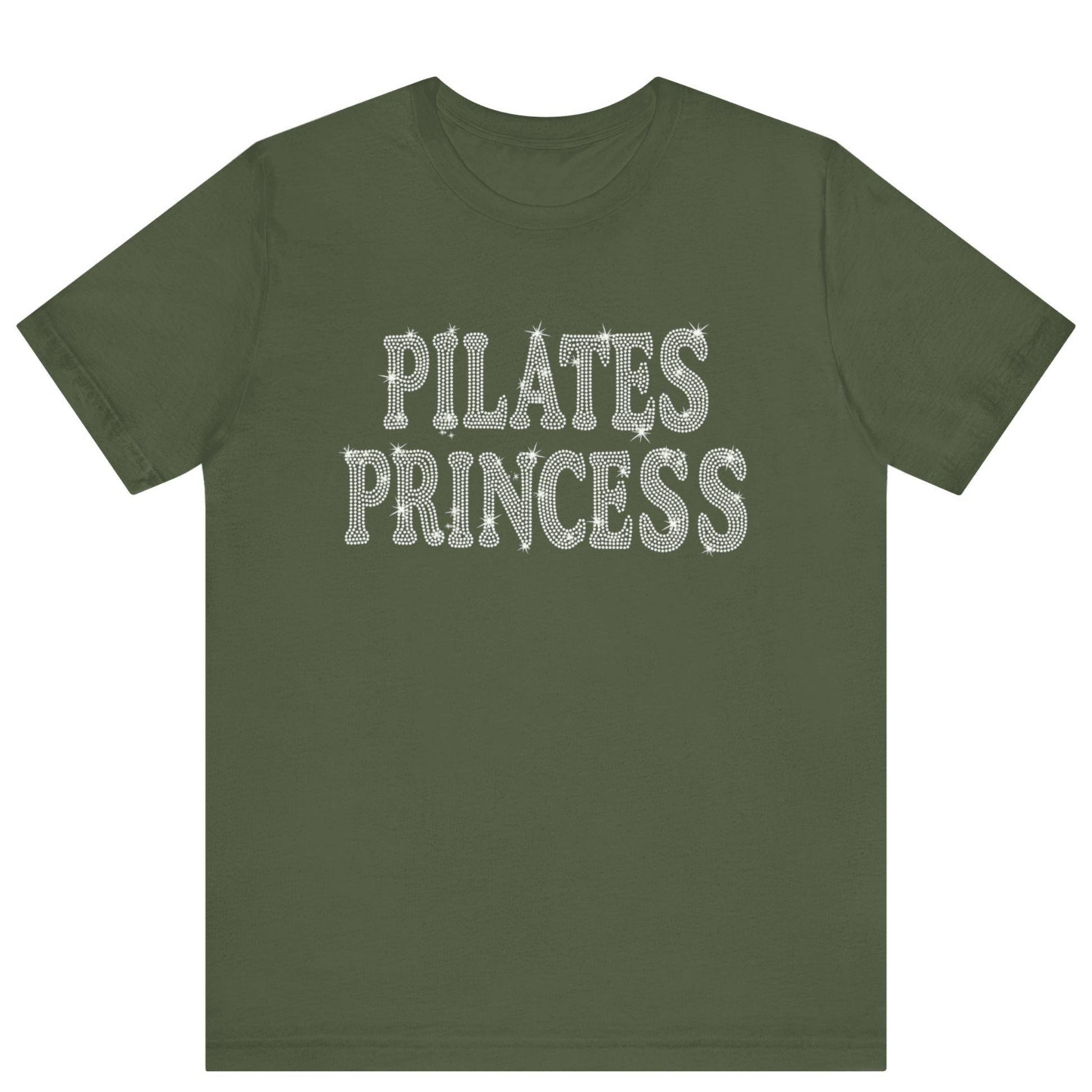 Pilates Princess Rhinestone Bling T-shirt | Women Gym T-shirt - Off Bubble