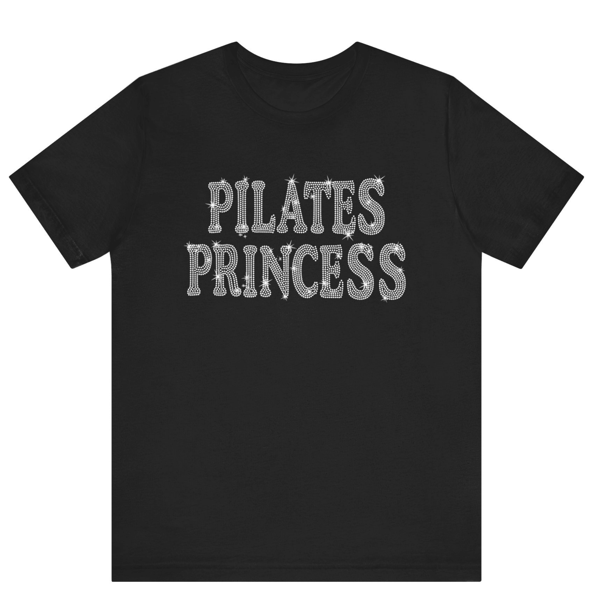 Pilates Princess Rhinestone Bling T-shirt | Women Gym T-shirt - Off Bubble