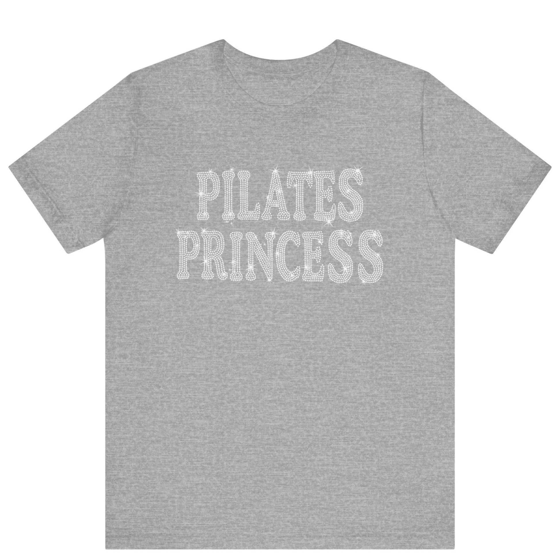 Pilates Princess Rhinestone Bling T-shirt | Women Gym T-shirt - Off Bubble
