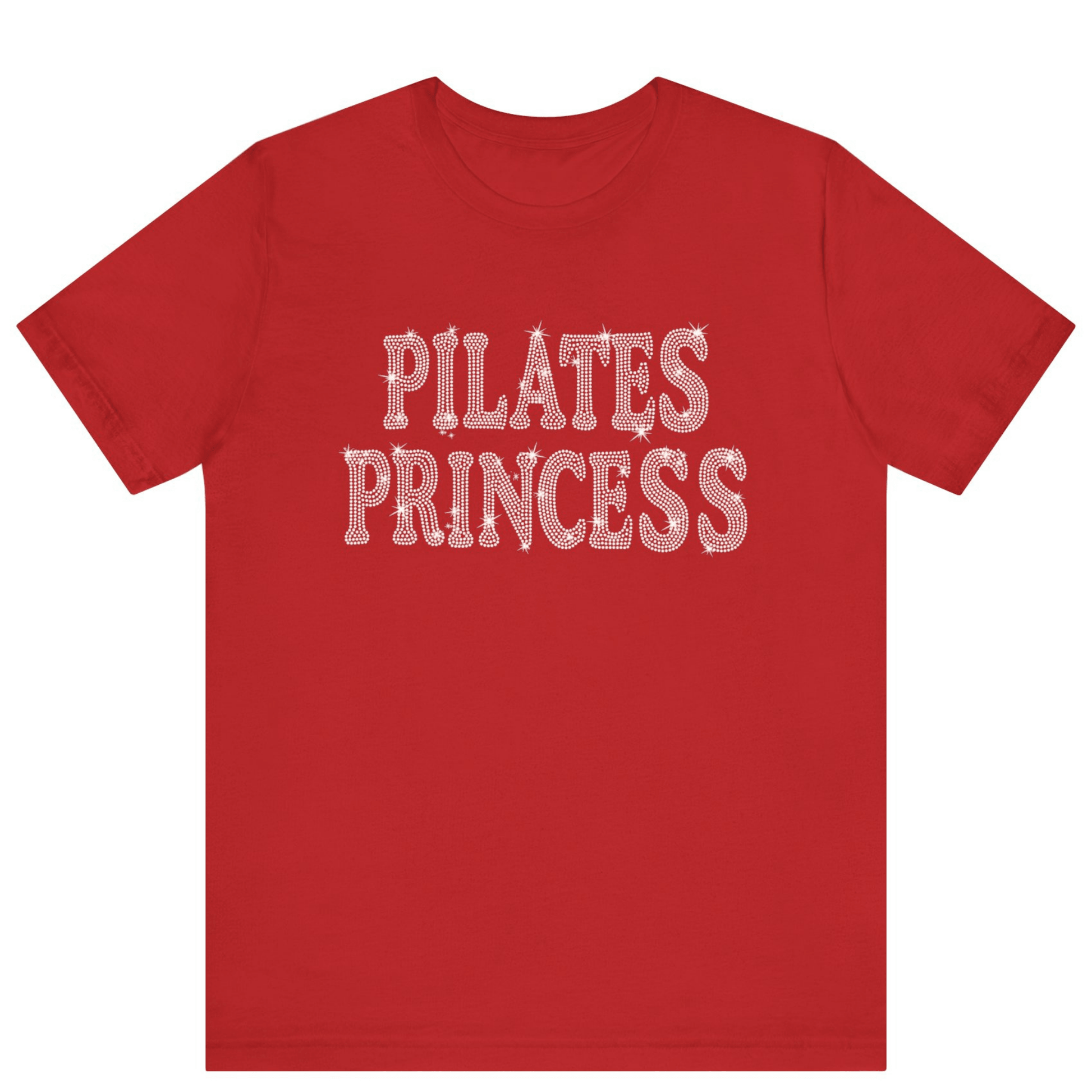 Pilates Princess Rhinestone Bling T-shirt | Women Gym T-shirt - Off Bubble