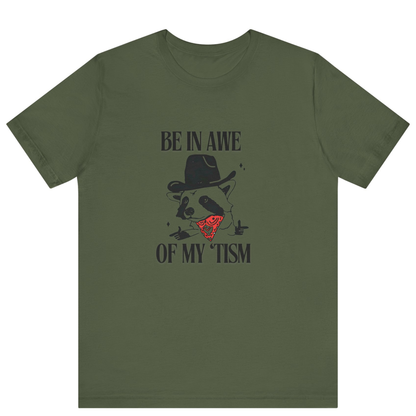 Be In Awe Of My Tism Raccoon Cowboys T-Shirt | Funny Unisex Tee