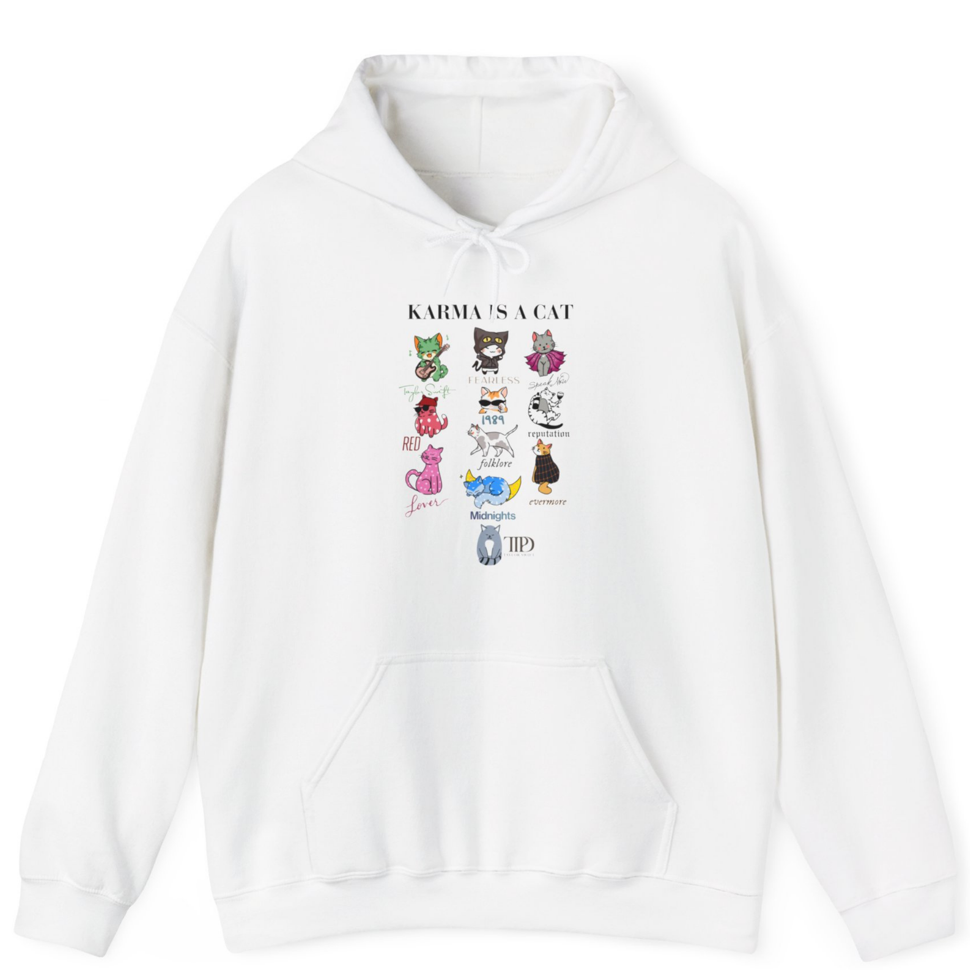 Karma Is A Cat Hoodie | Super Soft Gildan & Bella Canvas - Off Bubble 