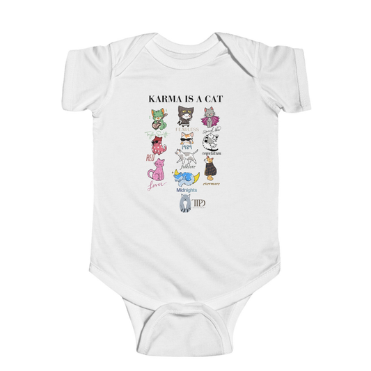 Karma Is A Cat Taylor Swift Baby Onesie - Off Bubble 